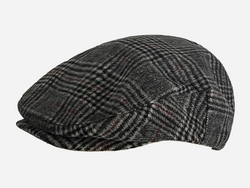 Brim&Brawn Flat Cap in Grey Red Check