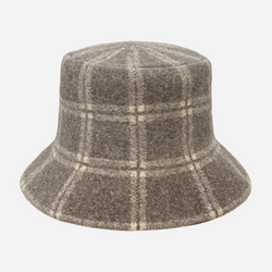 Wool Bucket Hat Check Brown