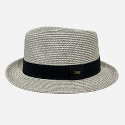 Trilby Style Straw Hat Grey