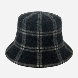 Wool Bucket Hat Check Black