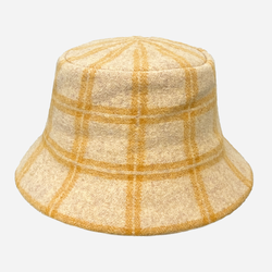 Wool Bucket Hat Check Yellow