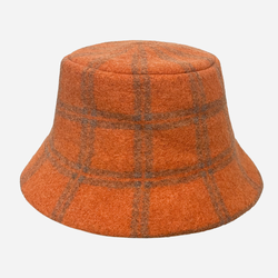 Wool Bucket Hat Check Orange