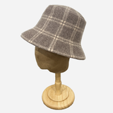 Wool Bucket Hat Check Grey