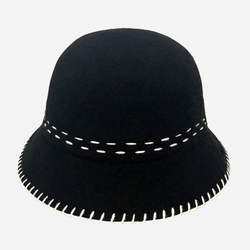 Wool Bucket Hat Line Black