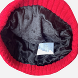 Beanie with Double Pompom and Soft Lining Red