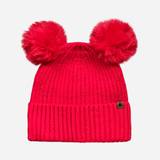 Beanie with Double Pompom and Soft Lining Camel