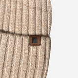 Beanie with Double Pompom and Soft Lining Camel