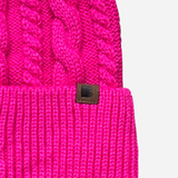 Beanie with Single Pompom and Soft Lining Hot Pink