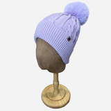 Beanie with Single Pompom and Soft Lining Purple