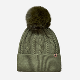 Beanie with Single Pompom and Soft Lining Green