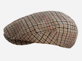 Brim&Brawn Flat Cap in Brown Check Wool