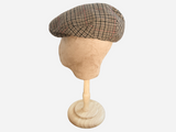 Brim&Brawn Flat Cap in Brown Check Wool