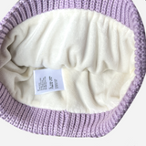 Beanie with Single Pompom and Soft Lining Purple