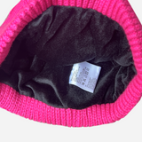 Beanie with Single Pompom and Soft Lining Hot Pink